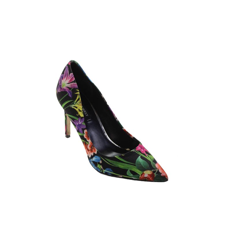 Nine West Womens Floral Print Pumps Black Multi Colored Size 7.5 Medium